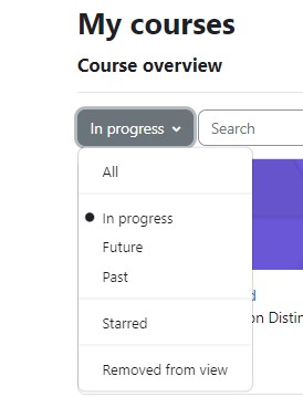 Image of the My Courses menu - Course Overview