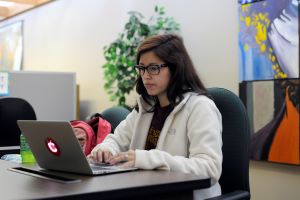 Student working at a computer