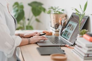 Person using laptop computer