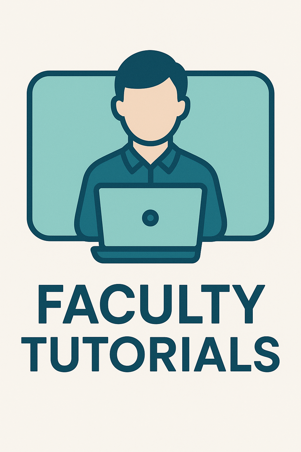 Person sitting behind a computer with the words faculty tutorials
