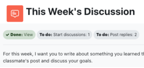 Image of a sample activity - This Week's Discussion
