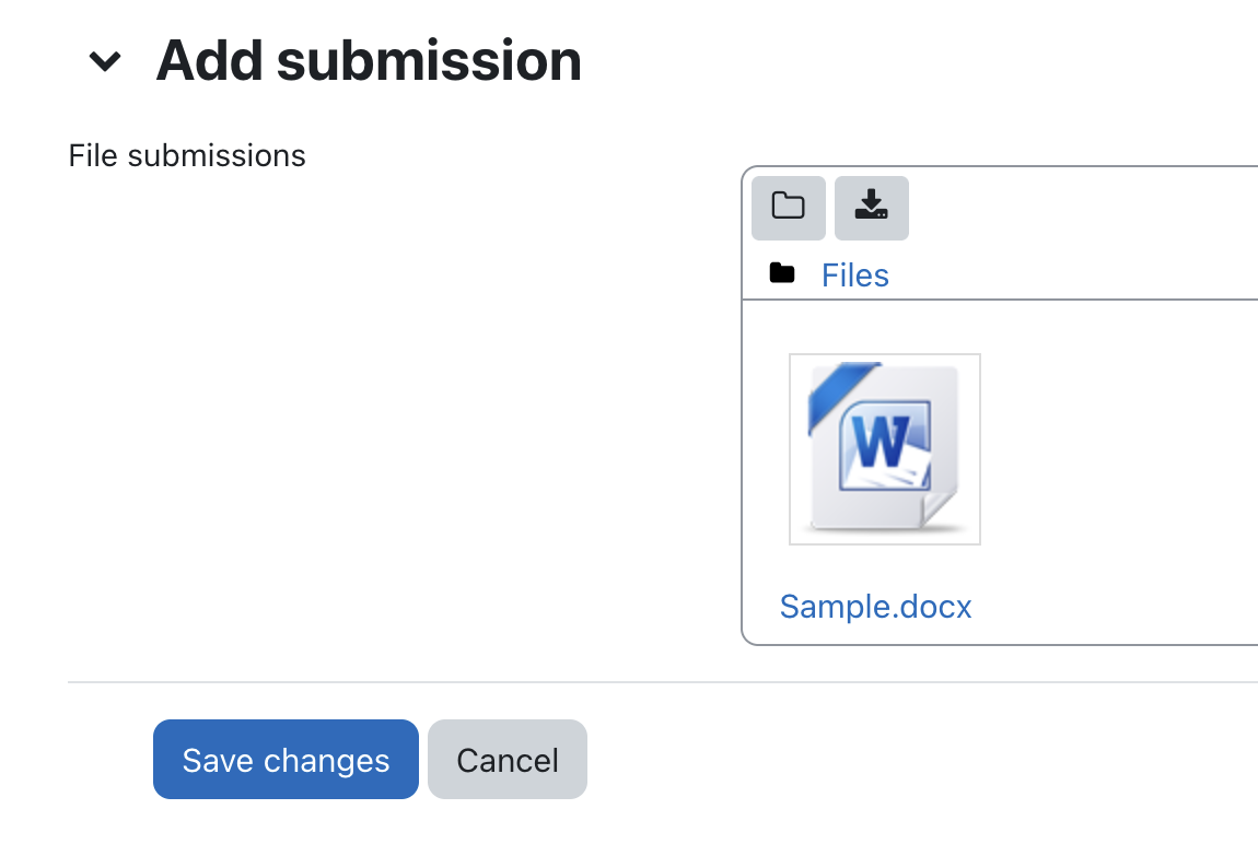 image showing the Add submission screen and the Save Changes button