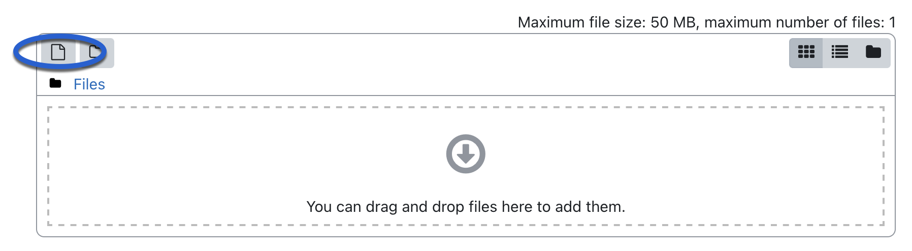 image example of the File icon highlighted in blue