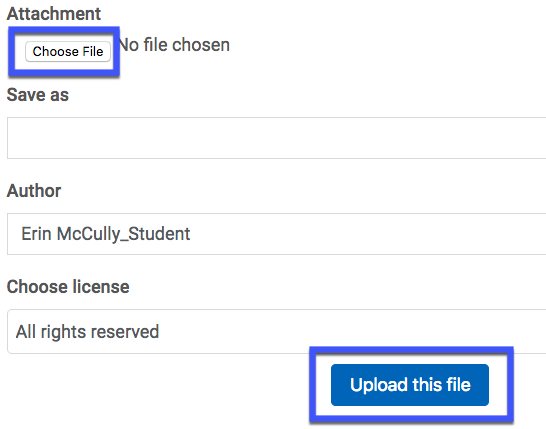 image showing Choose File and Upload this file highlighted in blue