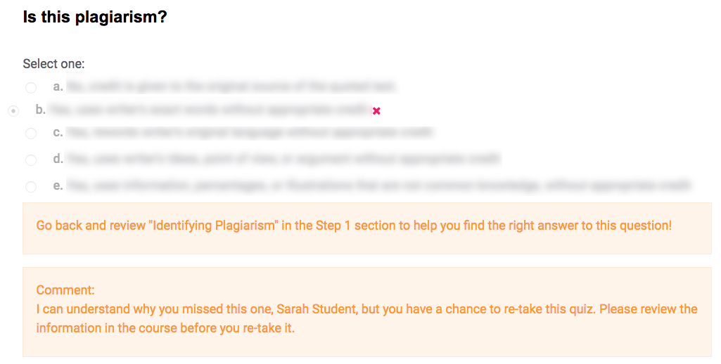 Image of a sample feedback and notes
