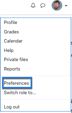 Image of the menu with Preferences highlighted in blue"