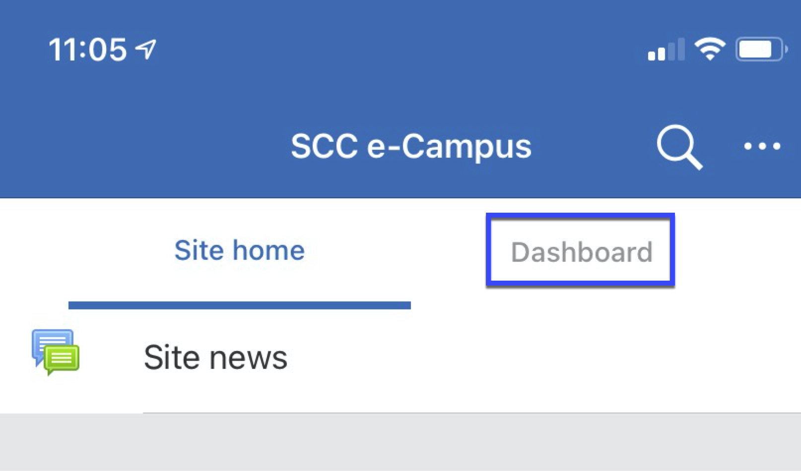 OpenLMS Navigation with Dashboard Highlighted