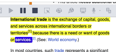 highlighted text and read&write tool bar
