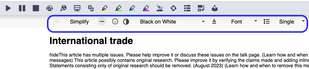 Simplify toolbar outlined in blue