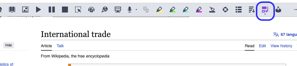 Rewordify icon outlined in blue