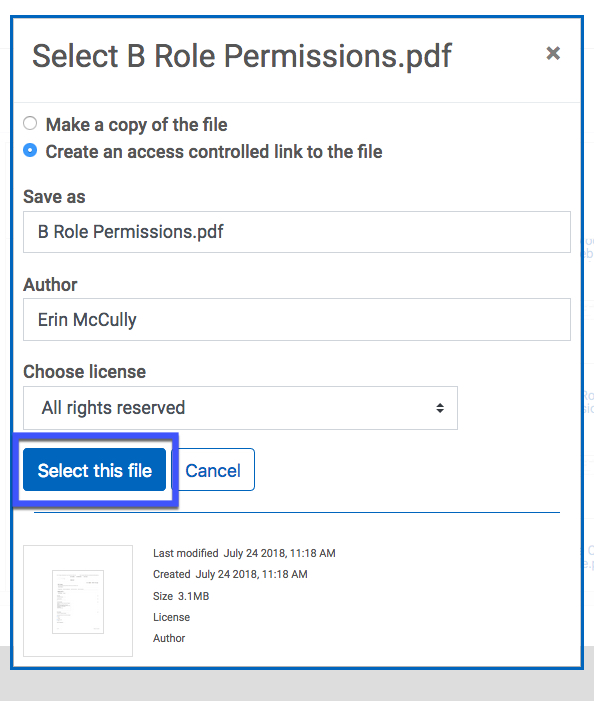 Blue select this file button, highlighted with a blue box