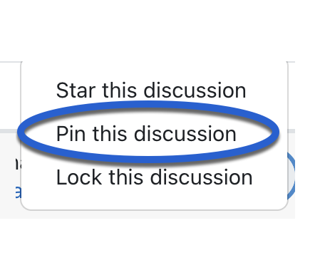 Discussion Settings, Pin this discussion option hightlighted