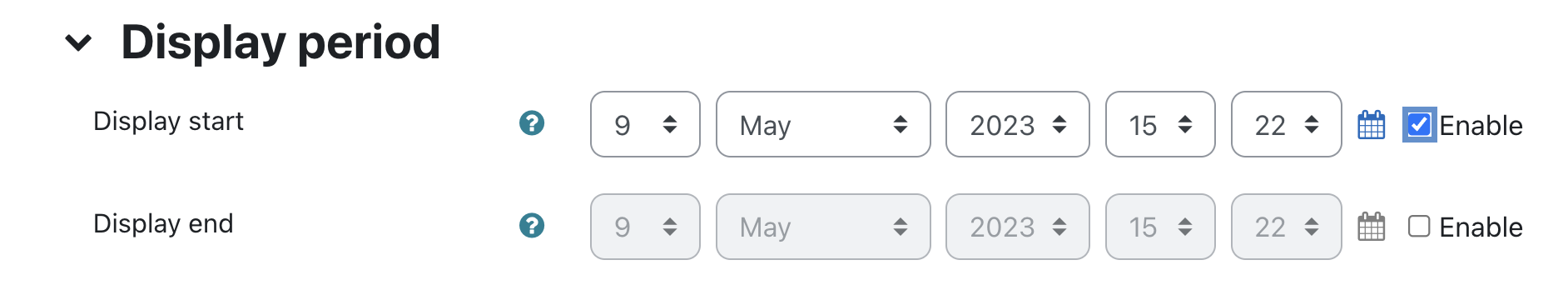 Display period setting for forums