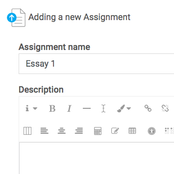 Assignment settings with the name entered