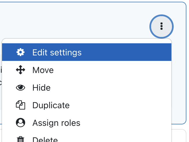 three dot drop-down Edit settings option highlighted in blue