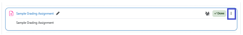 Sample assignment in Moodle with three dot drop-down