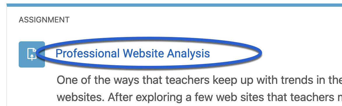 Assignment with name highlighted