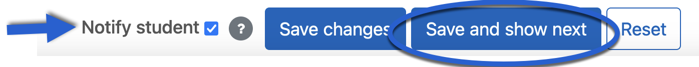 Save and display options with the notify student checked.