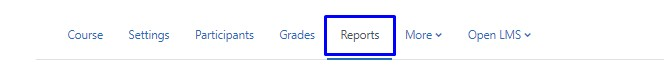 Reports highlighted in Moodle naviation menu