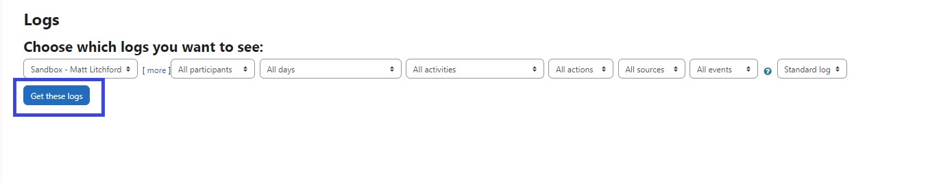 Log screen with available filter options. The Get these Logs button is highlighted blue