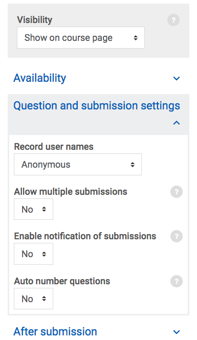 image showing sample settings