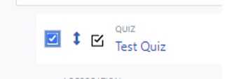 Test Quiz highlighted for movement