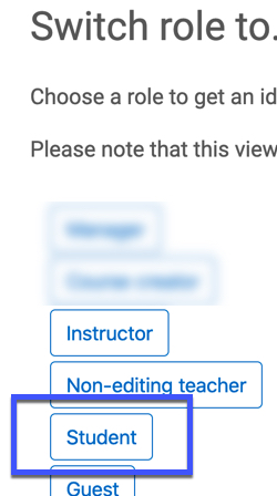 Role options with Student highlighted