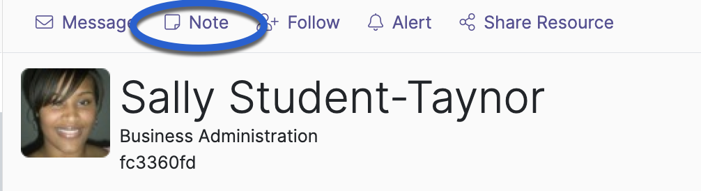 notes tab outlined in blue