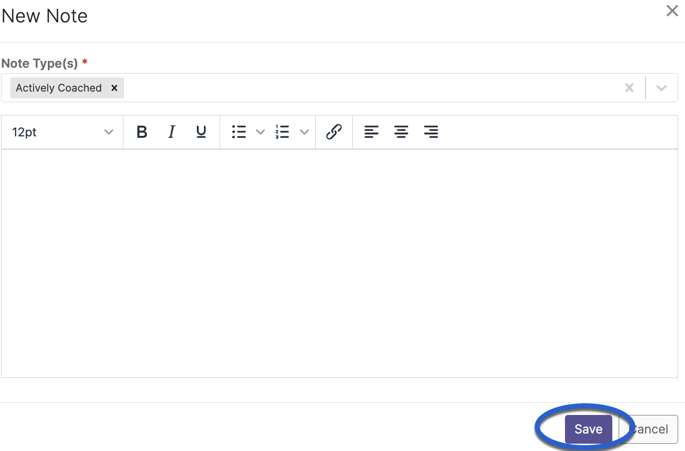 save button outlined in blue