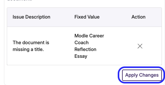 Apply changes button outlined in blue