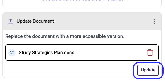 update button outlined in blue