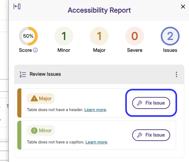 fix issue button