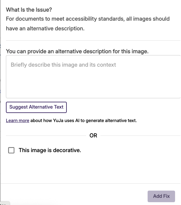 shows box where you can type in alt-text for image